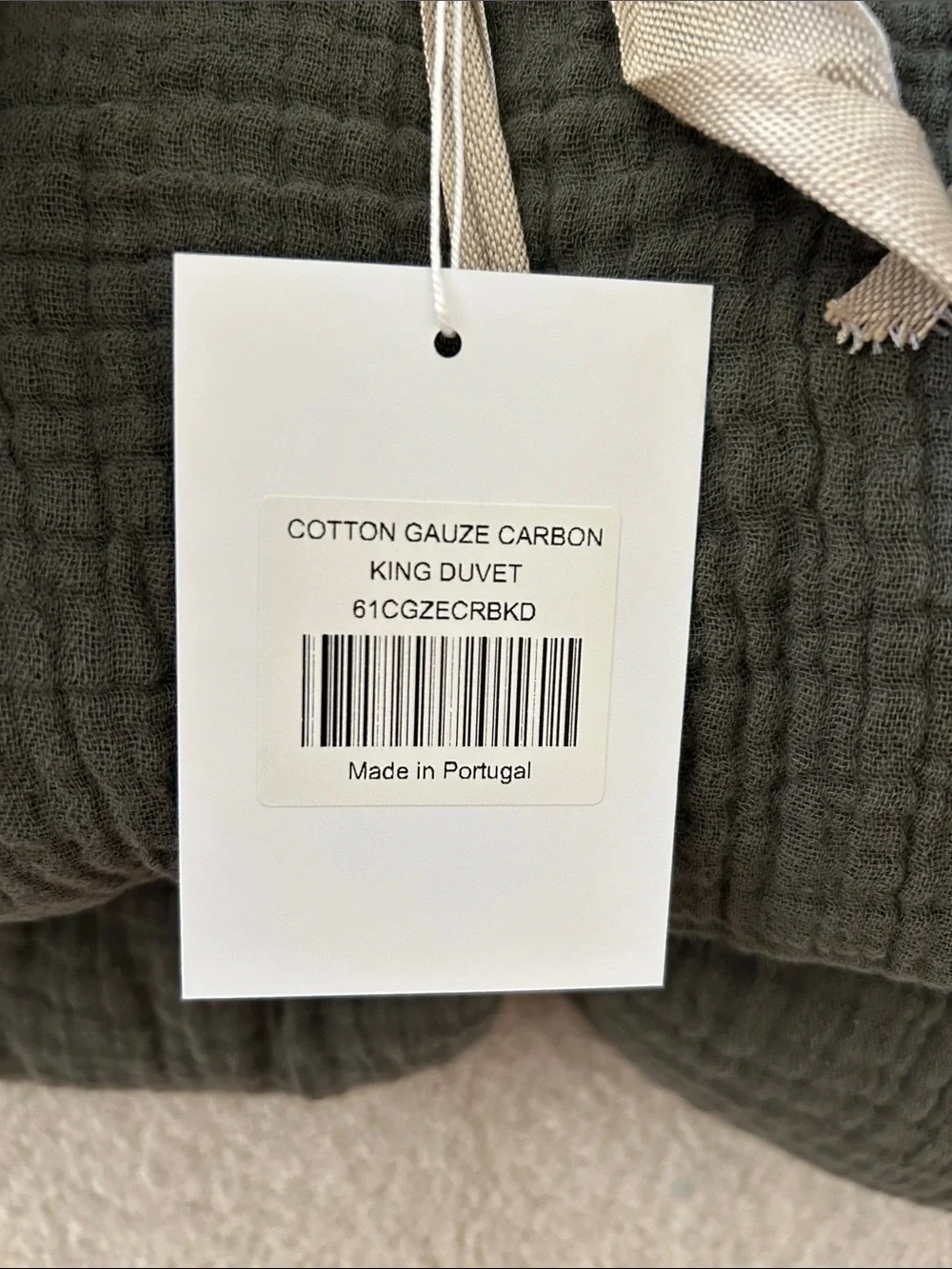 Arhaus Cotton Guaze Carbon King Duvet Bedding Set - 3-Piece